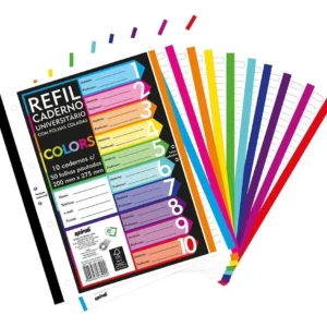 Kit 500 Folhas De Fichário A4 Bordas Coloridas