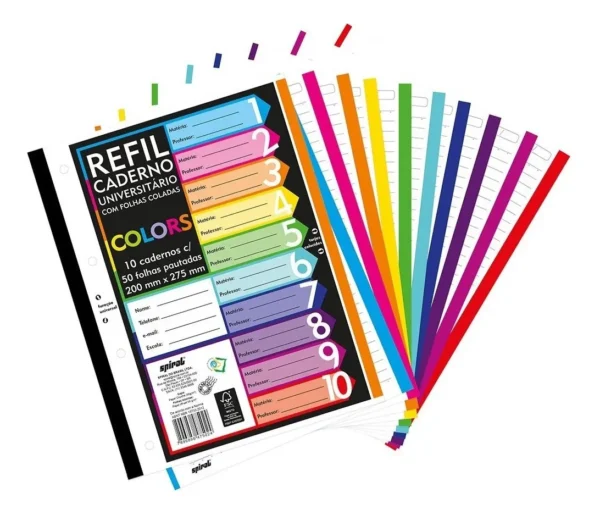 Kit 500 Folhas De Fichário A4 Bordas Coloridas