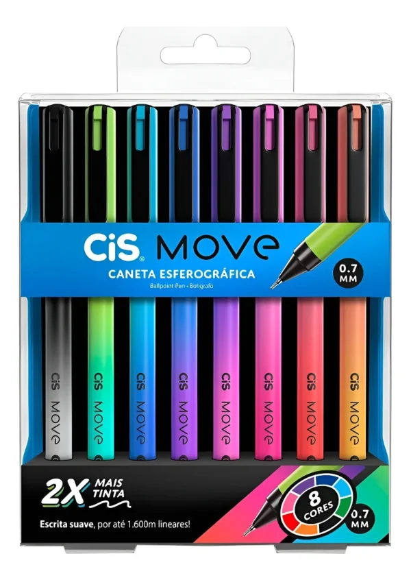 Canetas Esferográficas 8 cores